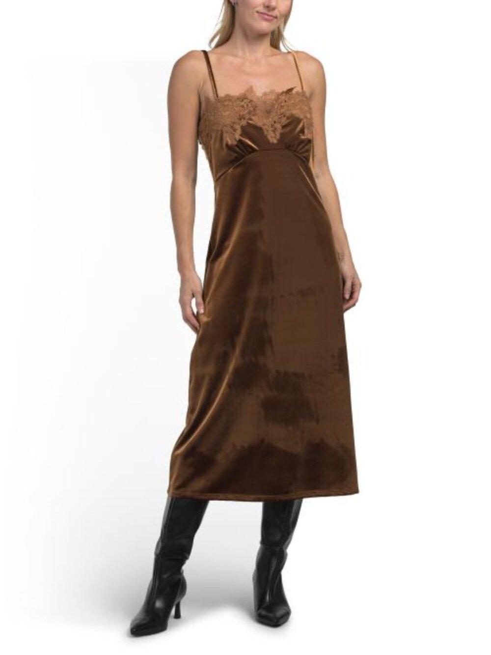 DRA Velvet Lace Trim Dress